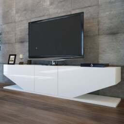 Decorotika Incia 2 Shelf 3 Door White High Gloss Modern TV Unit - Size: 40 x 180 x 30cm - Wilko