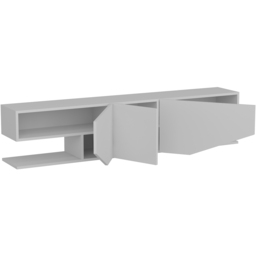 Decorotika Incia 2 Shelf 3 Door White High Gloss Modern TV Unit - Size: 40 x 180 x 30cm - Wilko - thumbnail 5