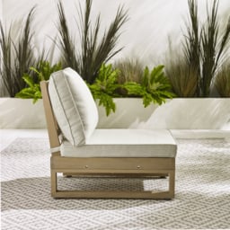Furniturebox Sardinia 8 Seater Cream and Teak Effect Wood Outdoor Sofa Set - Brown - Wilko - thumbnail 6