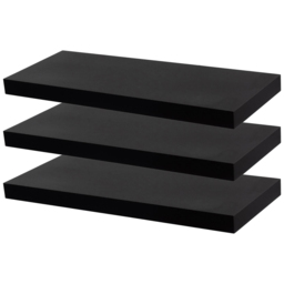 Harbour Housewares 60cm 3 Pack Black Floating Wall Shelf - Size: 28 x 66 x 8cm - Wilko - thumbnail 3