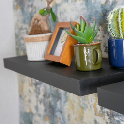 Harbour Housewares 60cm 3 Pack Black Floating Wall Shelf - Size: 28 x 66 x 8cm - Wilko - thumbnail 4