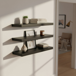 Harbour Housewares 60cm 3 Pack Black Floating Wall Shelf - Size: 28 x 66 x 8cm - Wilko - thumbnail 7