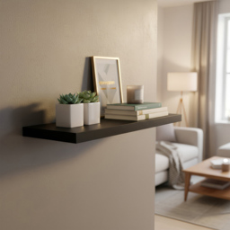 Harbour Housewares 60cm 3 Pack Black Floating Wall Shelf - Size: 28 x 66 x 8cm - Wilko - thumbnail 6