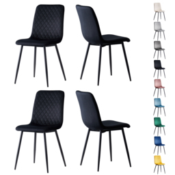 Lexi Set of 4 Black Velvet Fabric Dining Chairs - MCC - Wilko - thumbnail 3