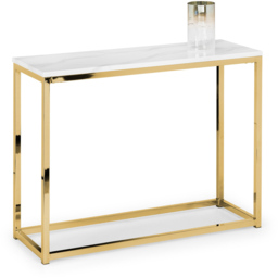 Julian Bowen Scala Gold and White Marble Top Console Table - Size: 35 x 100 x 76cm - Wilko - thumbnail 3