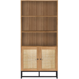 Julian Bowen Padstow 2 Door 3 Shelf Oak Tall Bookcase - Brown - Wilko - thumbnail 4