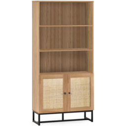 Julian Bowen Padstow 2 Door 3 Shelf Oak Tall Bookcase - Brown - Wilko - thumbnail 3