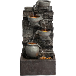 Teamson Home Grey 4-Tier Cascading Bowl Stacked Stone Outdoor Fountain 28.5 inch - Size: 72.39 x 25.73 x 34.75cm - Black - Wilko - thumbnail 4