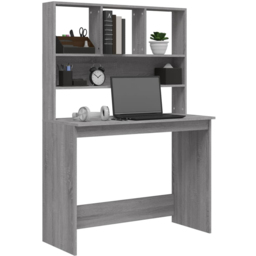 vidaXL 4 Shelf Computer Desk Grey Sonoma - Size: 148 x 102 x 45cm - Wilko - thumbnail 4