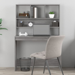 vidaXL 4 Shelf Computer Desk Grey Sonoma - Size: 148 x 102 x 45cm - Wilko