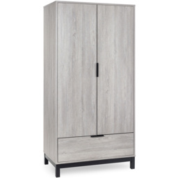 Julian Bowen Bali 2 Door Single Drawer Grey Oak Wardrobe - Size: 2 Door, Single Drawer - Wood - Wilko - thumbnail 3