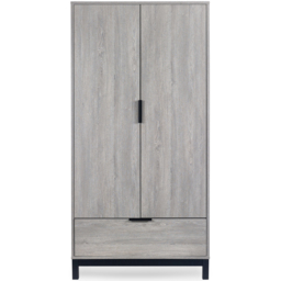 Julian Bowen Bali 2 Door Single Drawer Grey Oak Wardrobe - Size: 2 Door, Single Drawer - Wood - Wilko - thumbnail 4