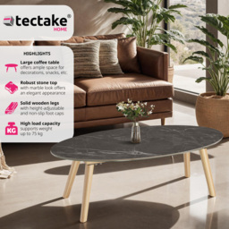 tectake Nature Marble Effect Coffee Table - Size: 34.5 x 50 x 100cm - Brown - Wilko - thumbnail 6