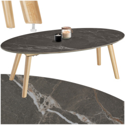 tectake Nature Marble Effect Coffee Table - Size: 34.5 x 50 x 100cm - Brown - Wilko - thumbnail 3