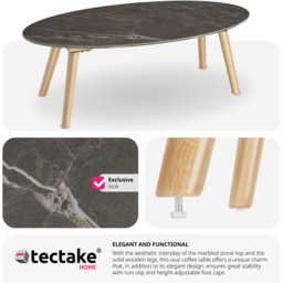tectake Nature Marble Effect Coffee Table - Size: 34.5 x 50 x 100cm - Brown - Wilko - thumbnail 7