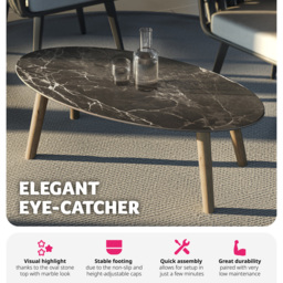 tectake Nature Marble Effect Coffee Table - Size: 34.5 x 50 x 100cm - Brown - Wilko - thumbnail 4