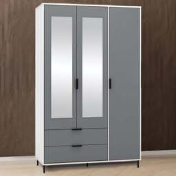 Seconique Madrid 3 Door 2 Drawer Grey and White Gloss Wardrobe - Size: 3 Door, 2 Drawer - Wilko - thumbnail 1