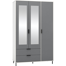 Seconique Madrid 3 Door 2 Drawer Grey and White Gloss Wardrobe - Size: 3 Door, 2 Drawer - Wilko - thumbnail 3