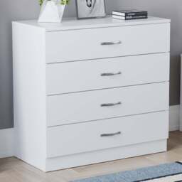 VIDA DESIGNS Riano 4 Drawer White Unique Anti Bowing Chest of Drawers with Metal Handles - Wilko