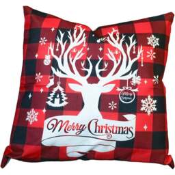 Xmas Haus Festive Black and Red Plaid Stag Christmas Cushion 45 x 45cm - Size: 450 x 450 x 150cm - Wilko - thumbnail 1