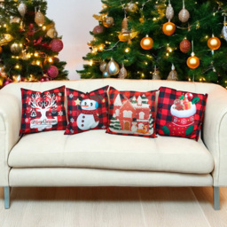 Xmas Haus Festive Black and Red Plaid Stag Christmas Cushion 45 x 45cm - Size: 450 x 450 x 150cm - Wilko - thumbnail 4