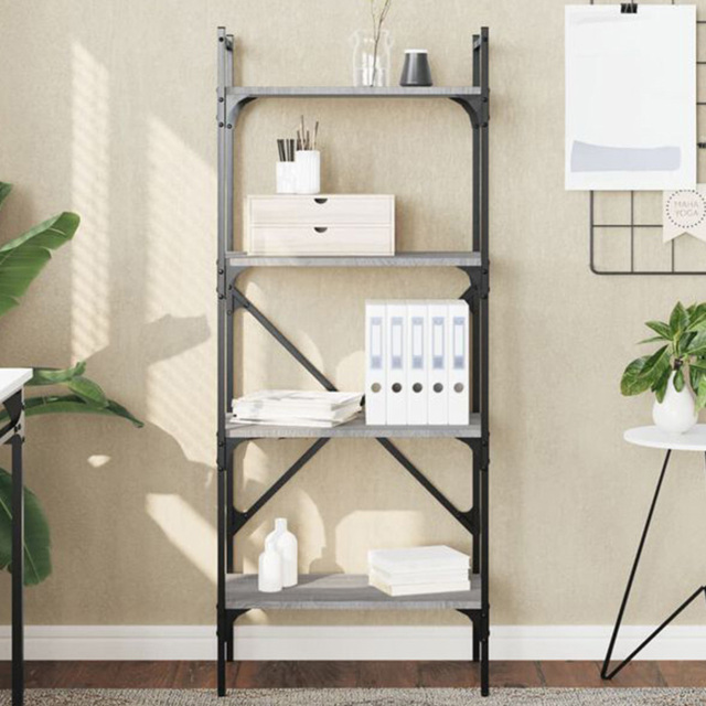 vidaXL 4 Shelf Grey Sonoma Industrial Style Bookcase - Size: 138.5 x 56 x 31.5cm - Wilko - image 1