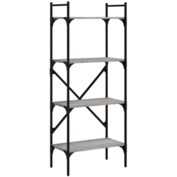 vidaXL 4 Shelf Grey Sonoma Industrial Style Bookcase - Size: 138.5 x 56 x 31.5cm - Wilko - thumbnail 3