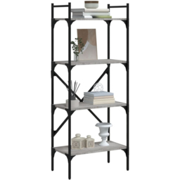 vidaXL 4 Shelf Grey Sonoma Industrial Style Bookcase - Size: 138.5 x 56 x 31.5cm - Wilko - thumbnail 4