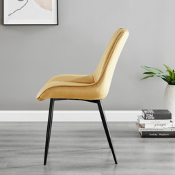Furniturebox Arona Cesano Concrete Effect 6 Seater Round Dining Set Grey Black and Mustard - Yellow - Wilko - thumbnail 5