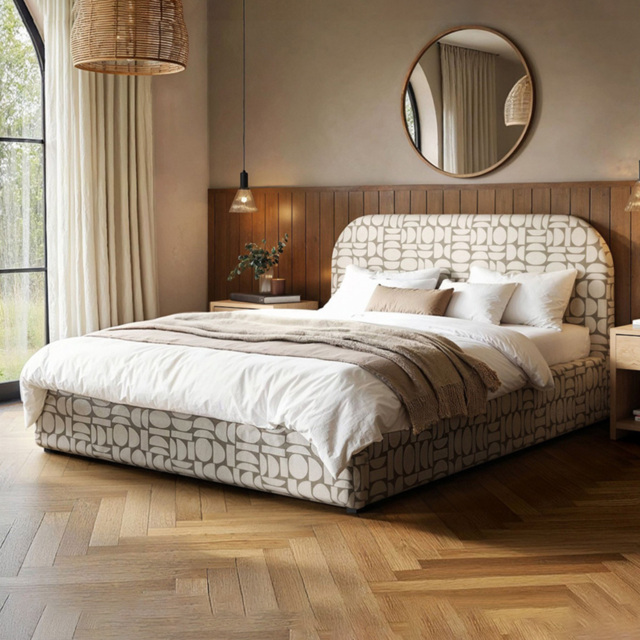 Flair Alba Double Beige Jacquard Pattern Chenille Lift-Up Ottoman Bed - Wilko - image 1