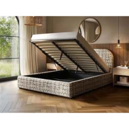 Flair Alba Double Beige Jacquard Pattern Chenille Lift-Up Ottoman Bed - Wilko - thumbnail 4