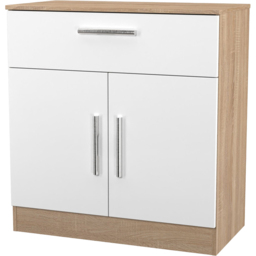 Crowndale Contrast 2 Door Single Drawer White Matt and Bardolino Oak Sideboard Ready Assembled - Size: 79 x 74 x 39cm - White Matt & Bardolino Oak - W - thumbnail 5