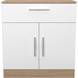 Crowndale Contrast 2 Door Single Drawer White Matt and Bardolino Oak Sideboard Ready Assembled - Size: 79 x 74 x 39cm - White Matt & Bardolino Oak - W - thumbnail 3