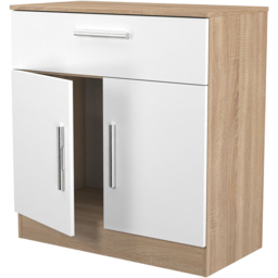 Crowndale Contrast 2 Door Single Drawer White Matt and Bardolino Oak Sideboard Ready Assembled - Size: 79 x 74 x 39cm - White Matt & Bardolino Oak - W - thumbnail 7