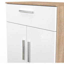 Crowndale Contrast 2 Door Single Drawer White Matt and Bardolino Oak Sideboard Ready Assembled - Size: 79 x 74 x 39cm - White Matt & Bardolino Oak - W - thumbnail 6