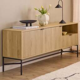 Florence Jaipur 2 Door Single Drawer Single Shelf Oak Sideboard - Size: 70 x 180 x 40cm - Multi - Furniture To Go - Wilko