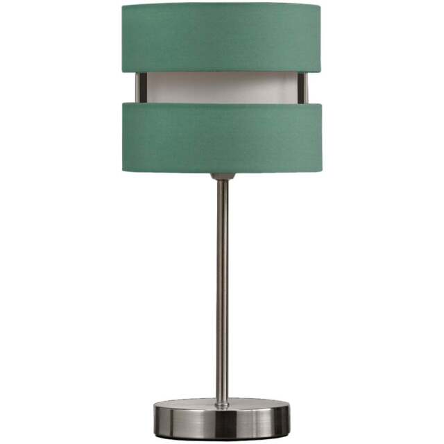 Kliving Duck Egg Layered Fabric Shade Chrome Table Lamp - Size: 38 x 14.5 x 14.5cm - BLUE - Wilko - image 1