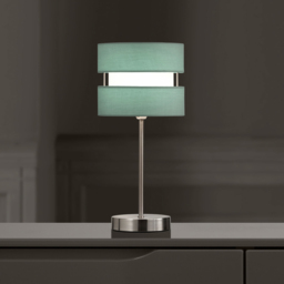 Kliving Duck Egg Layered Fabric Shade Chrome Table Lamp - Size: 38 x 14.5 x 14.5cm - BLUE - Wilko - thumbnail 4
