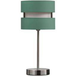 Kliving Duck Egg Layered Fabric Shade Chrome Table Lamp - Size: 38 x 14.5 x 14.5cm - BLUE - Wilko