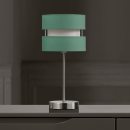 Kliving Duck Egg Layered Fabric Shade Chrome Table Lamp - Size: 38 x 14.5 x 14.5cm - BLUE - Wilko - thumbnail 3