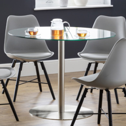 Julian Bowen Milan 4 Seater Round Glass Pedestal Table - Multi - Wilko - thumbnail 1
