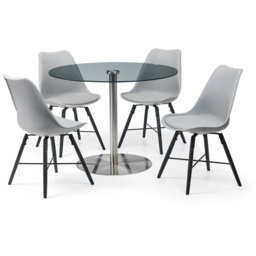 Julian Bowen Milan 4 Seater Round Glass Pedestal Table - Multi - Wilko - thumbnail 4
