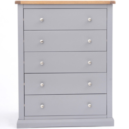 Cabinet Bits Rocca 5 Drawer Dark Grey Chrome Knob Chest of Drawers - Wilko - thumbnail 3