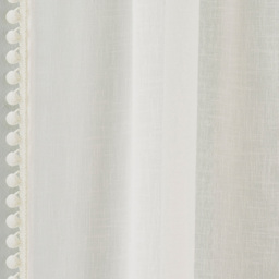 Tyrone Textiles Tahiti Cream Linen Look Pom Pom Trim Rod Pocket Voile Panel Curtains 140 x 122cm - Size: W 140 x D 122cm - Wilko - thumbnail 4
