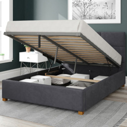 Aspire Caine Double Steel Plush Velvet Ottoman Bed - Silver - Aspire Beds - Wilko - thumbnail 3