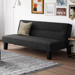 Dorel Kebo 3 Seater Black Velvet Futon Sofa Bed - Wilko