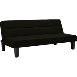 Dorel Kebo 3 Seater Black Velvet Futon Sofa Bed - Wilko - thumbnail 3