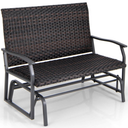 Costway Brown 2 Seater Outdoor Rattan Swing Glider Bench - Size: 117 x 64 x 19cm - Wilko - thumbnail 3