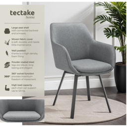 tectake Alicon Set of 2 Anthracite Dining Chair - Grey - Wilko - thumbnail 7