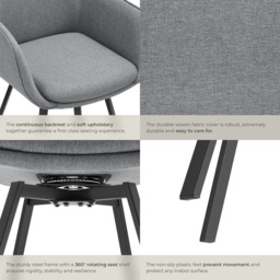 tectake Alicon Set of 2 Anthracite Dining Chair - Grey - Wilko - thumbnail 6